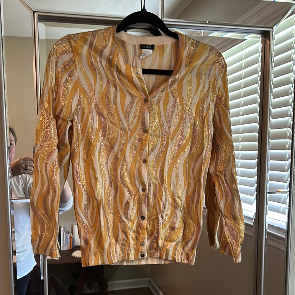 J. Crew Gold and Cream Cardigan